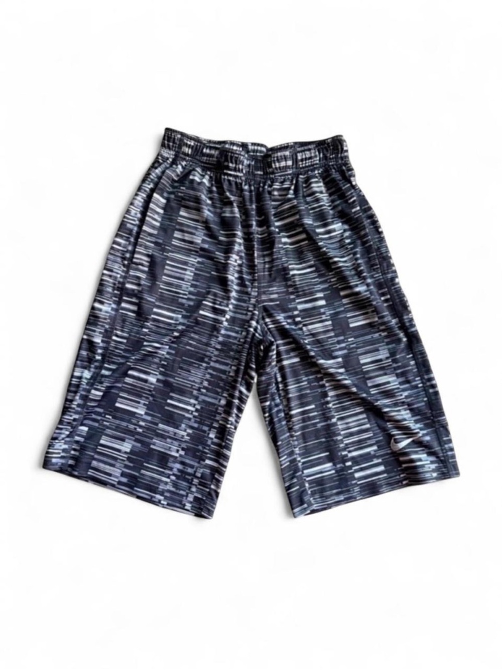 Nike Boys Dri-FIT Glitch Digital Print Basketball Shorts Black Grey Size Large